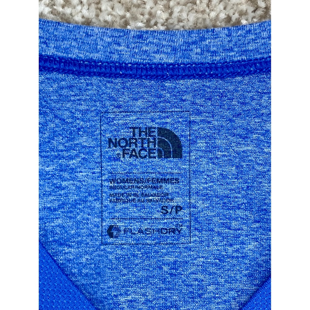 The North Face FlashDry V-Neck Athletic Shirt Womens S Blue Athletic Sporty Tee - Picture 3 of 7